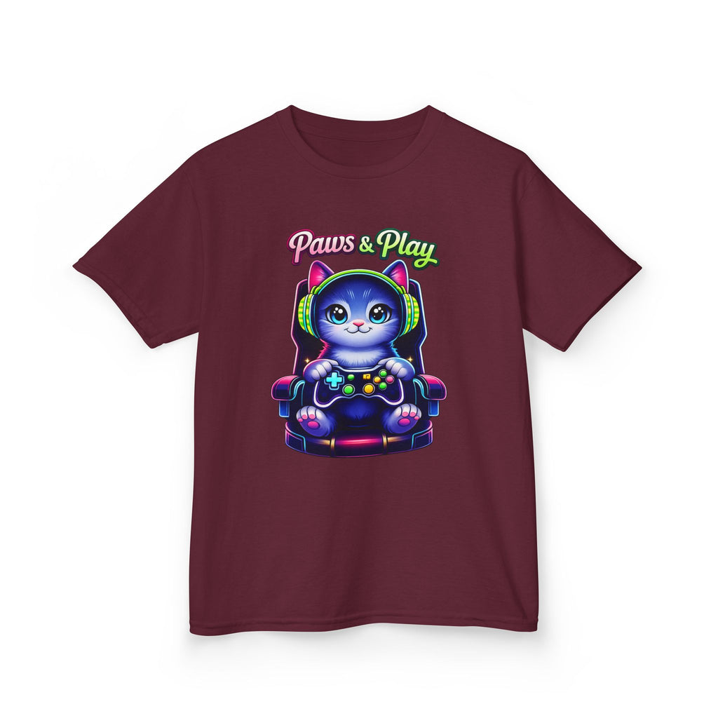 Kids Gamer T-Shirt – Cat Play & Pause Graphic Tee