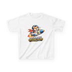 Kids Tee — "Dream Big Explore More" Rocket Dog Space Graphic
