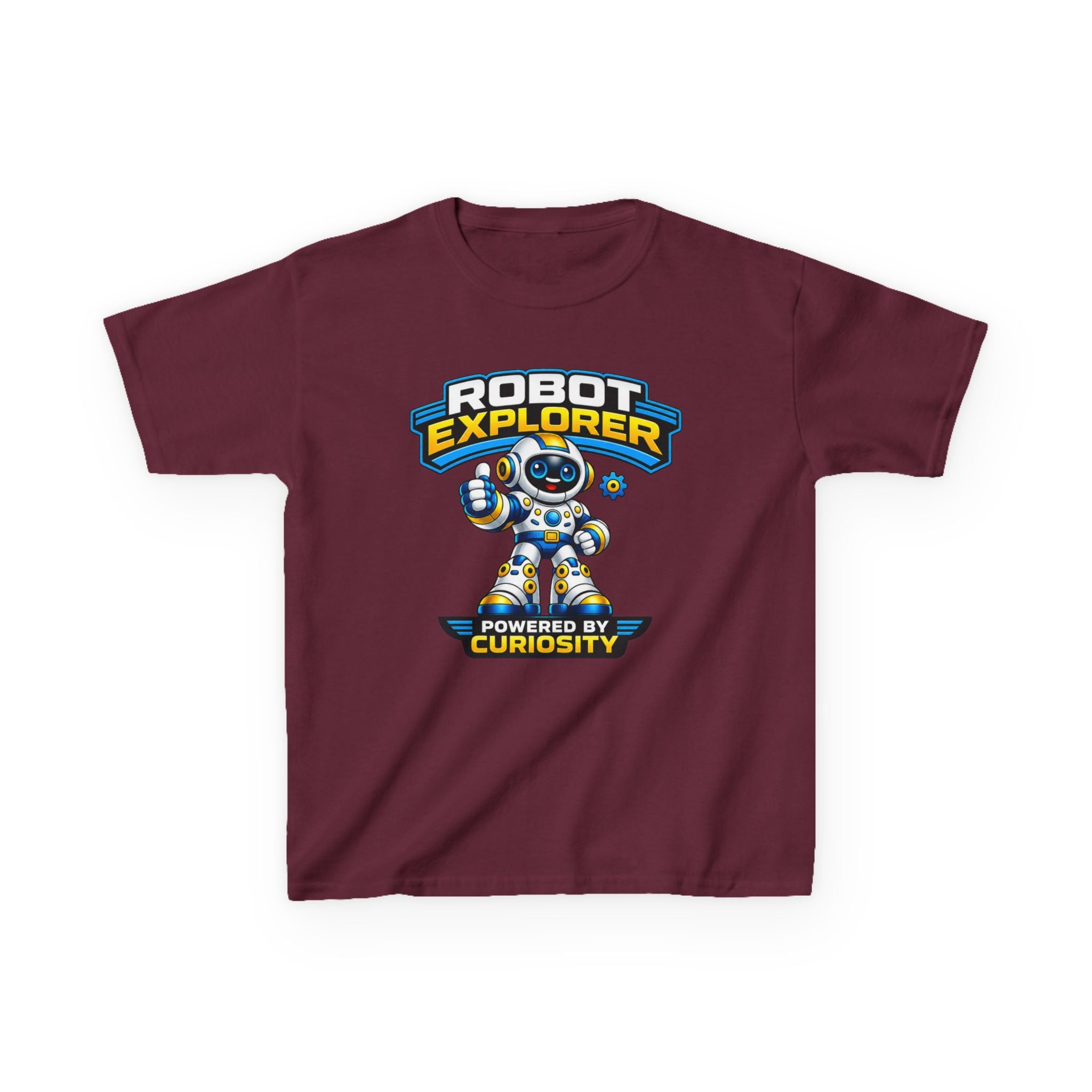 Robot Explorer Kids T‑Shirt — "Powered by Curiosity" Graphic Tee