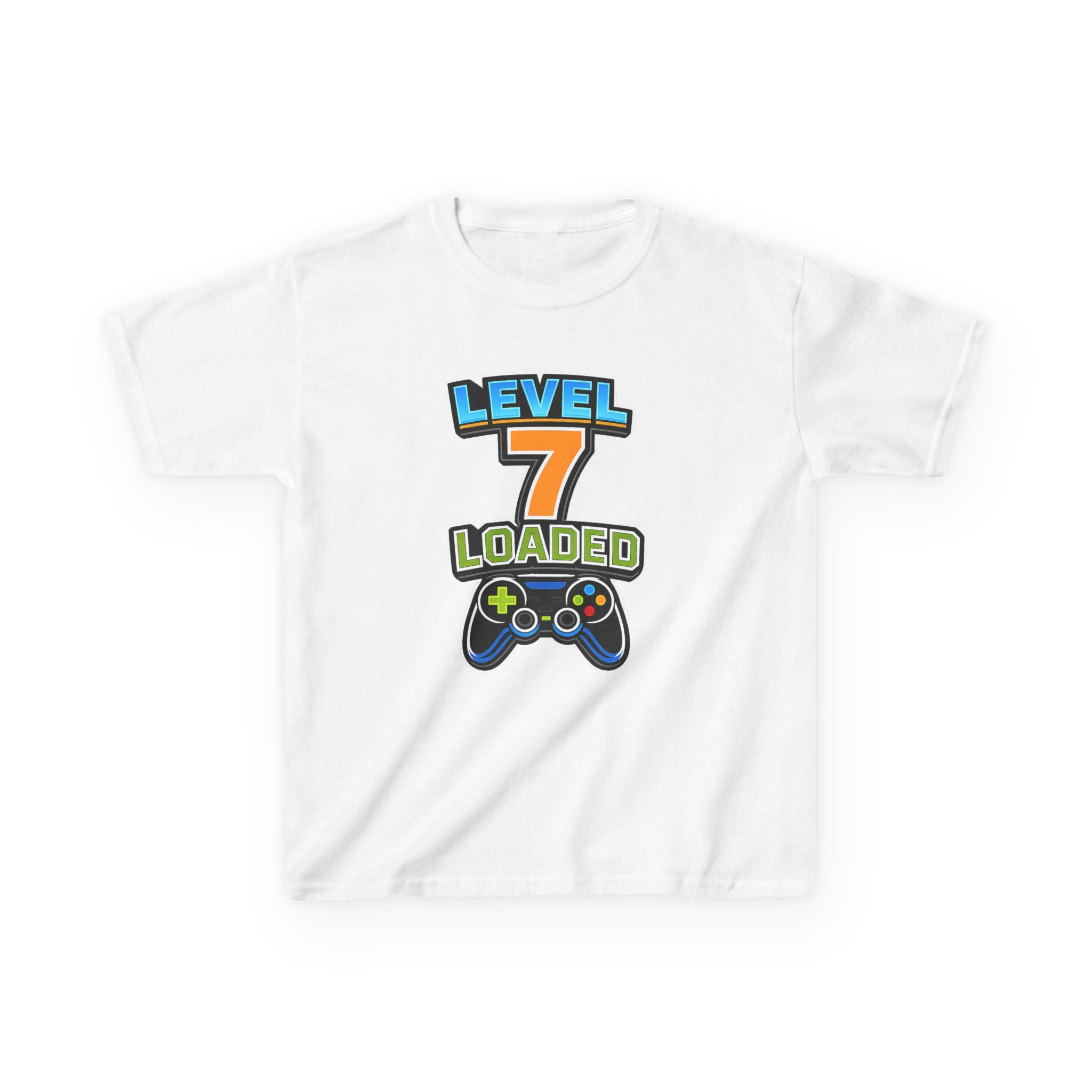 Kids Birthday T-Shirt — 'Level 7 Loaded' Birthday Gamer Graphic Tee