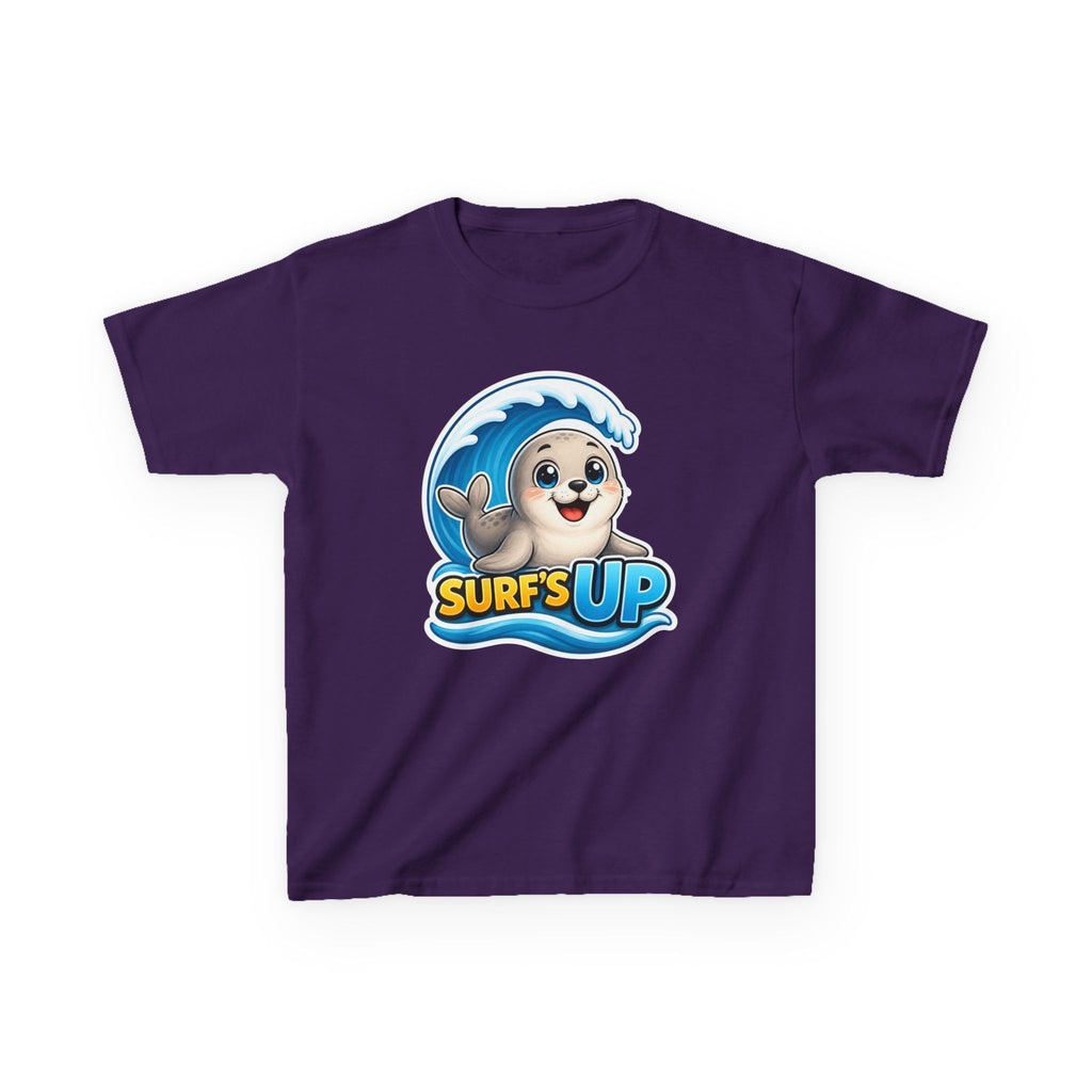 Kids Seal T-Shirt — 'Surf’s Up' Cute Surfing Seal Graphic Tee