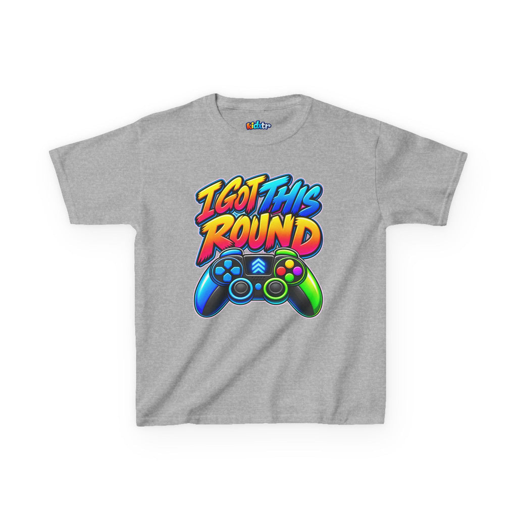 Kidxtr™ Kids Gamer T-Shirt — 'I Got This Round' Gaming Graphic Tee