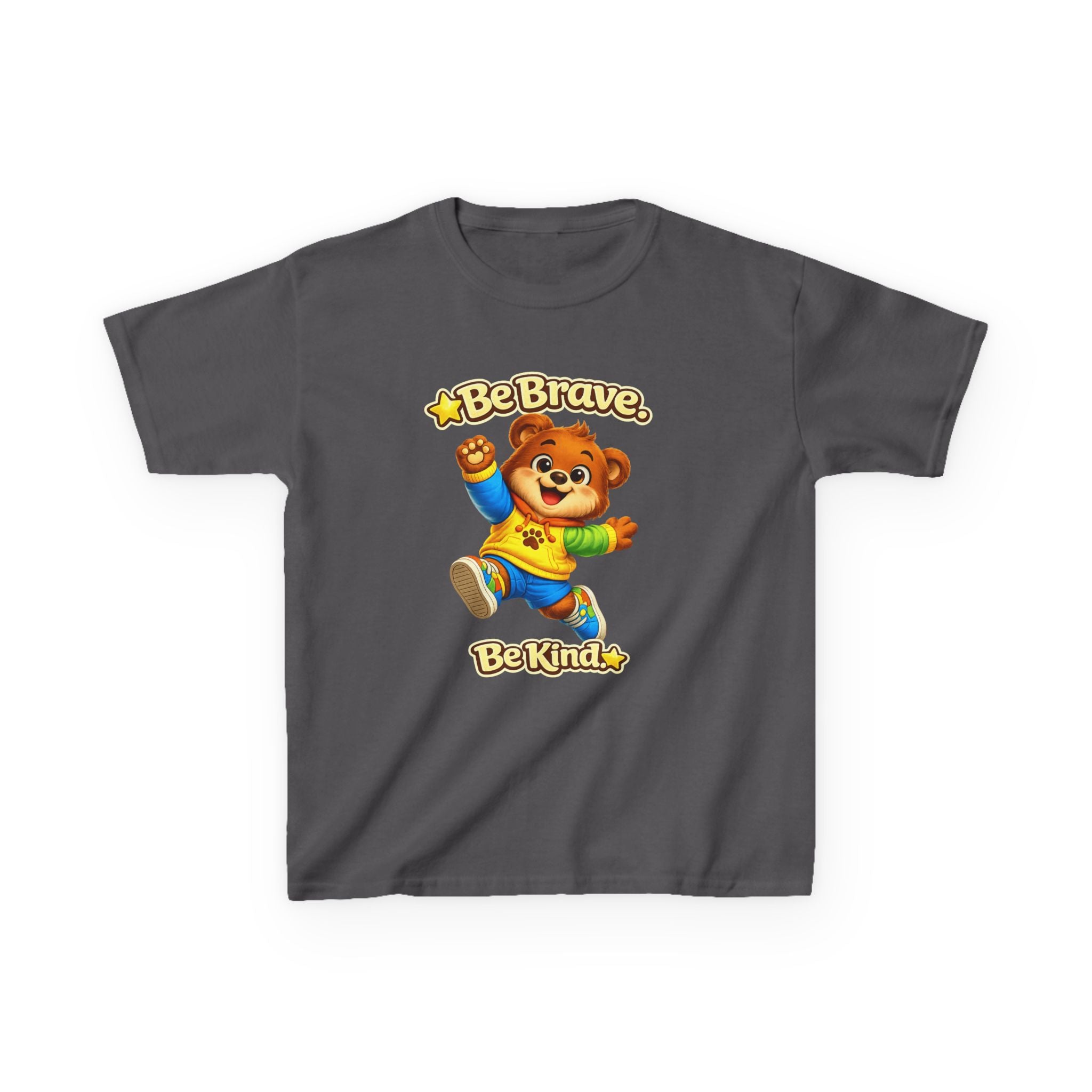 Kids Bear T-Shirt — 'Be Brave, Be Kind' Cute Bear Motivational Graphic Tee