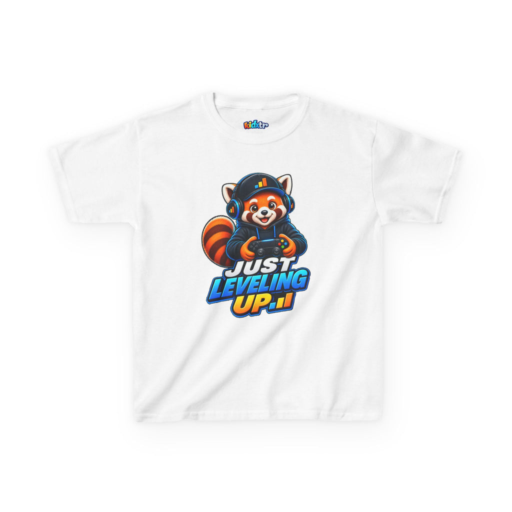 Kidxtr™ Kids Fox T-Shirt — 'Just Leveling Up' Gaming Fox Graphic Tee