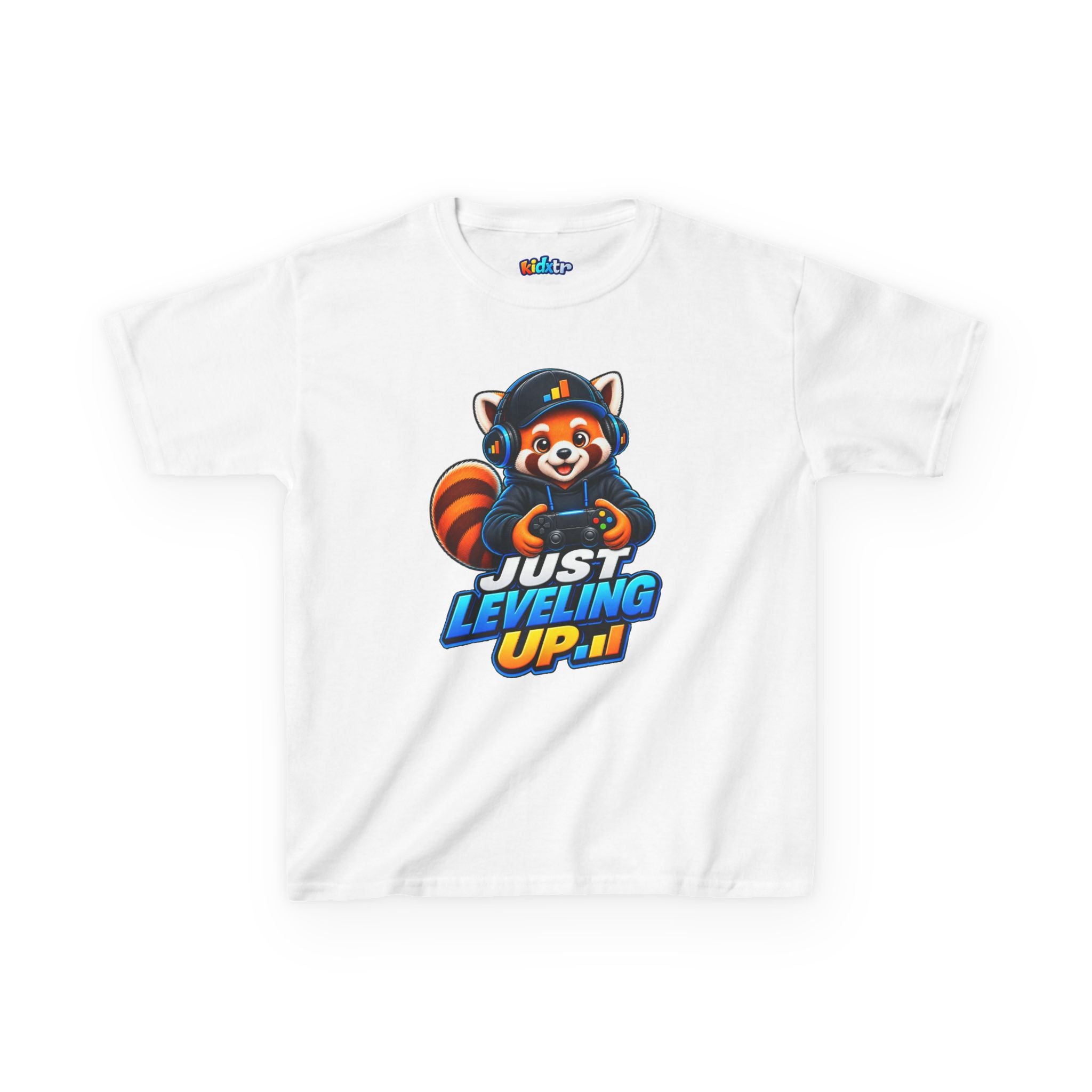 Kidxtr™ Kids Fox T-Shirt — 'Just Leveling Up' Gaming Fox Graphic Tee