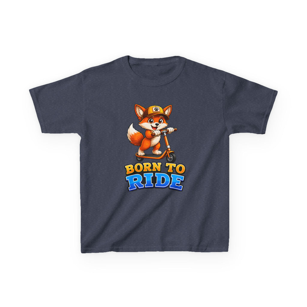 Kids Fox T-Shirt — 'Born to Ride' Cute Fox on Scooter Graphic Tee