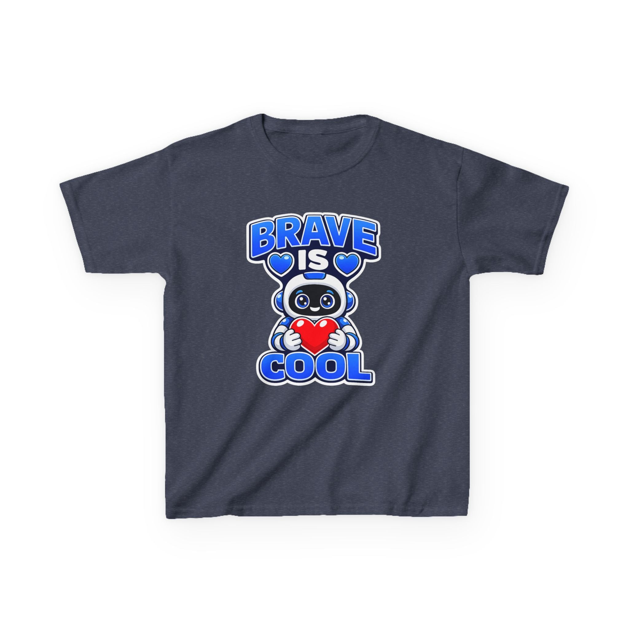 Kids Robot T-Shirt — 'Brave Is Cool' Heart Graphic Tee