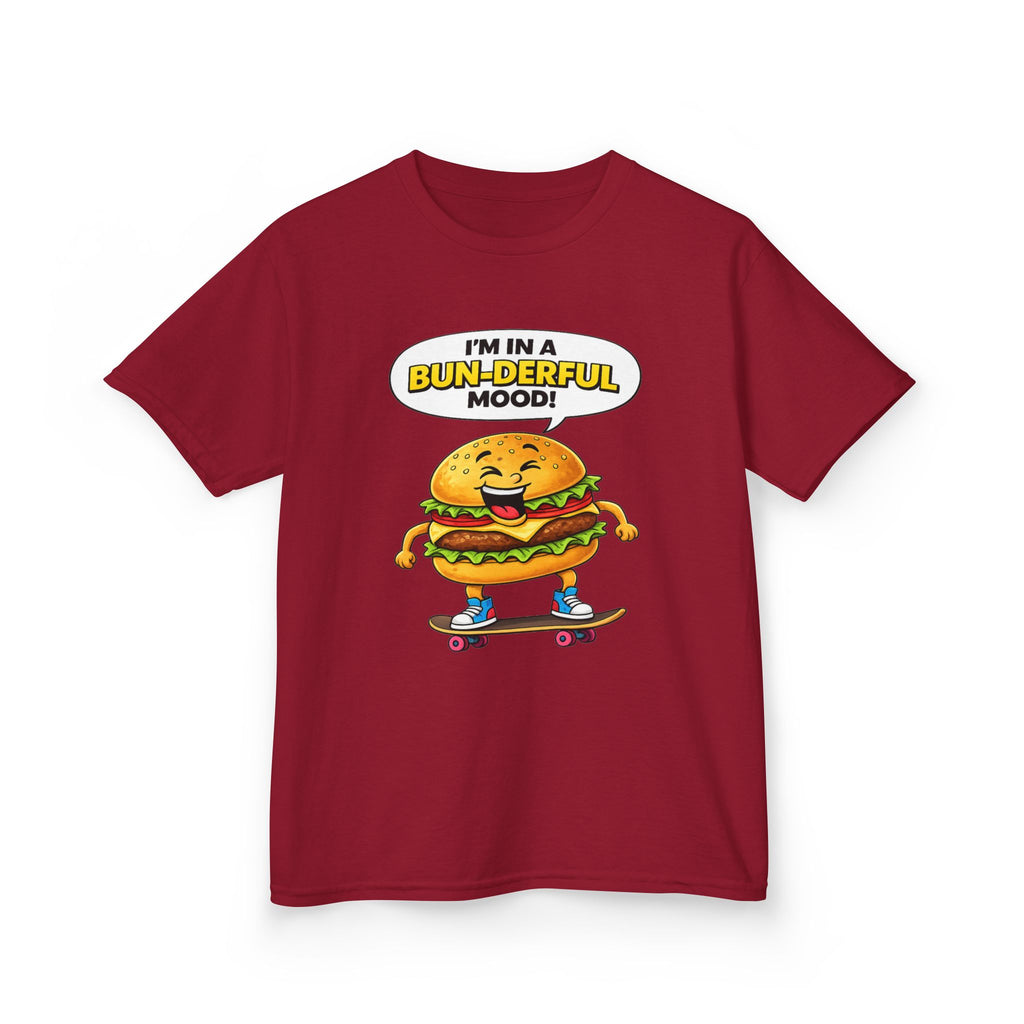 Kids Burger T-Shirt — 'Bun-derful Mood' Skateboard Graphic Tee