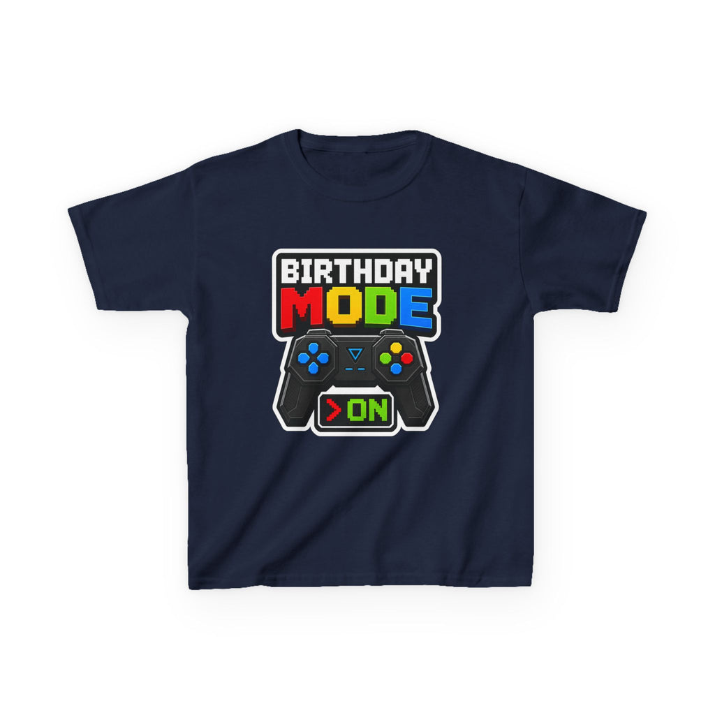 Kids Birthday T-Shirt — 'Birthday Mode On' Video Game Controller Graphic Tee