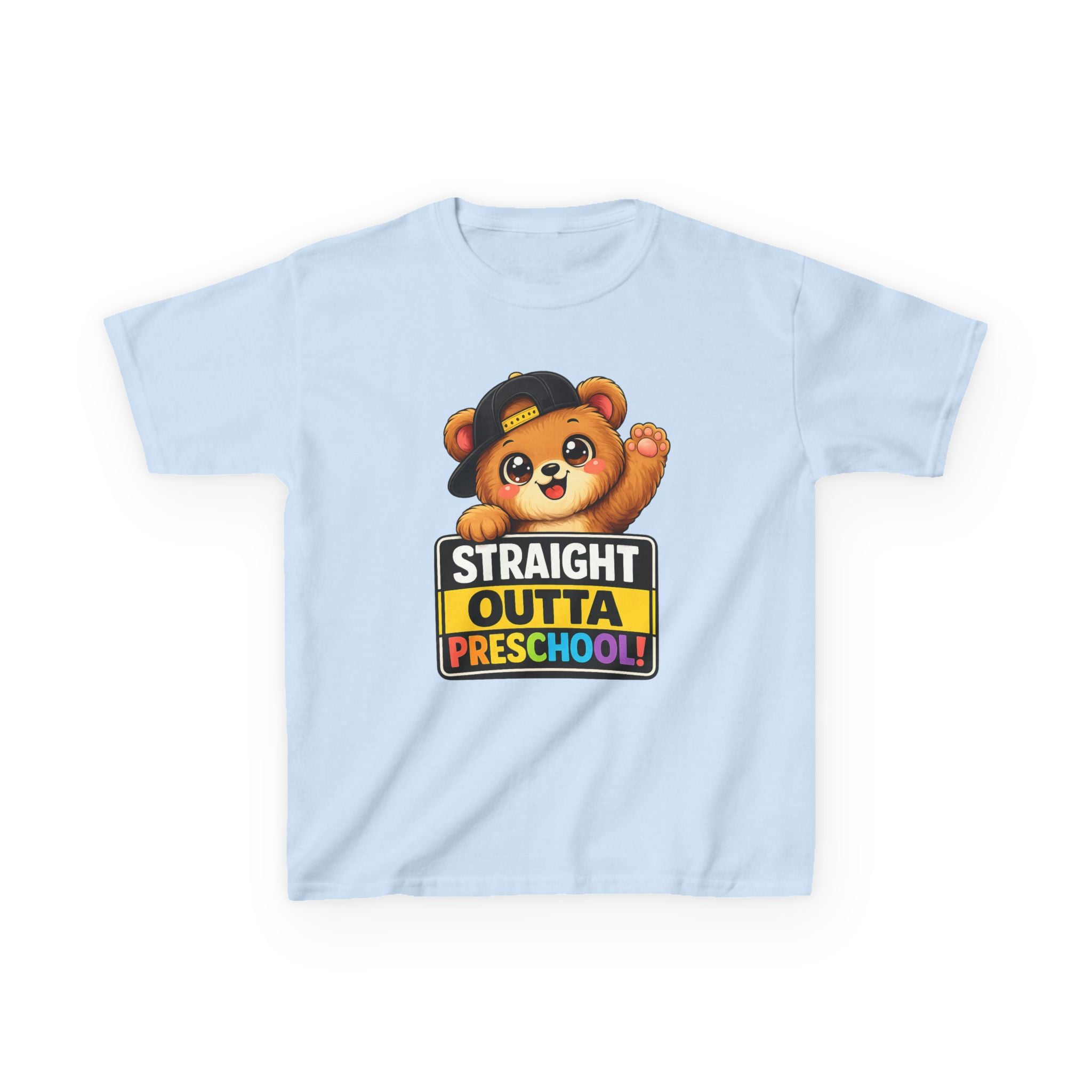 Kids Preschool T-Shirt — 'Straight Outta Preschool' Teddy Graduation Graphic Tee