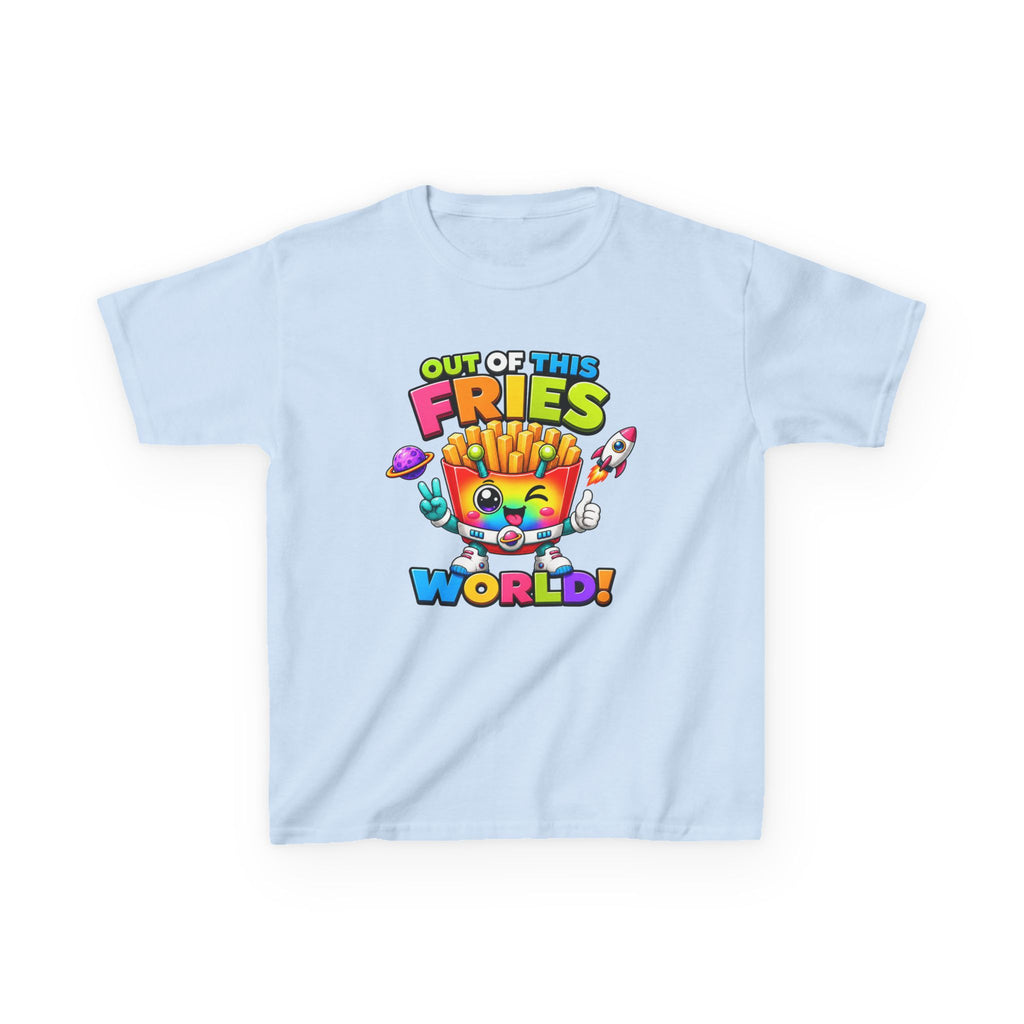 Kids Fries T-Shirt — 'Out of This Fries World!' Colorful Cartoon Fries Graphic Tee