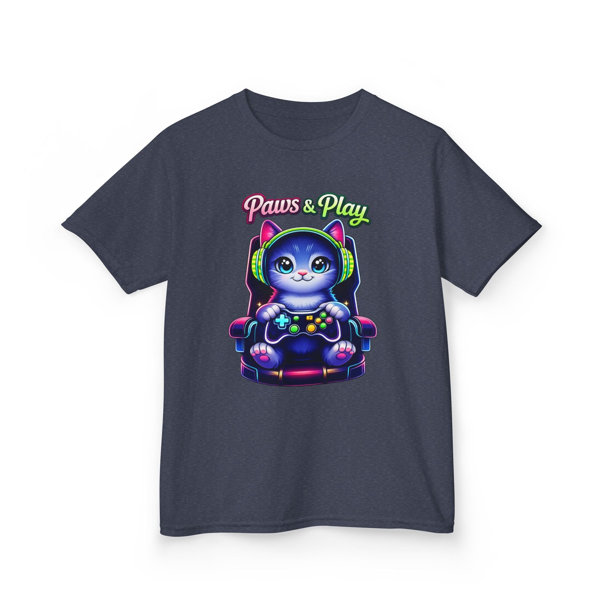 Kids Gamer T-Shirt – Cat Play & Pause Graphic Tee