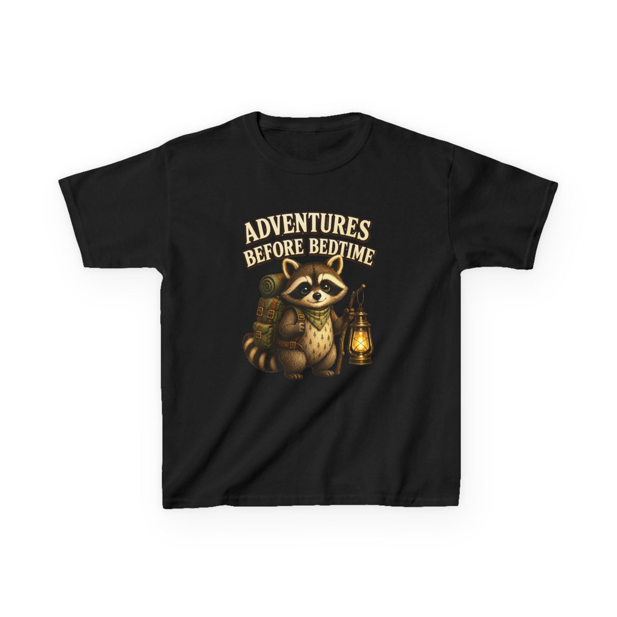 Kids Raccoon T-Shirt — 'Adventures Before Bedtime' Lantern Graphic Tee