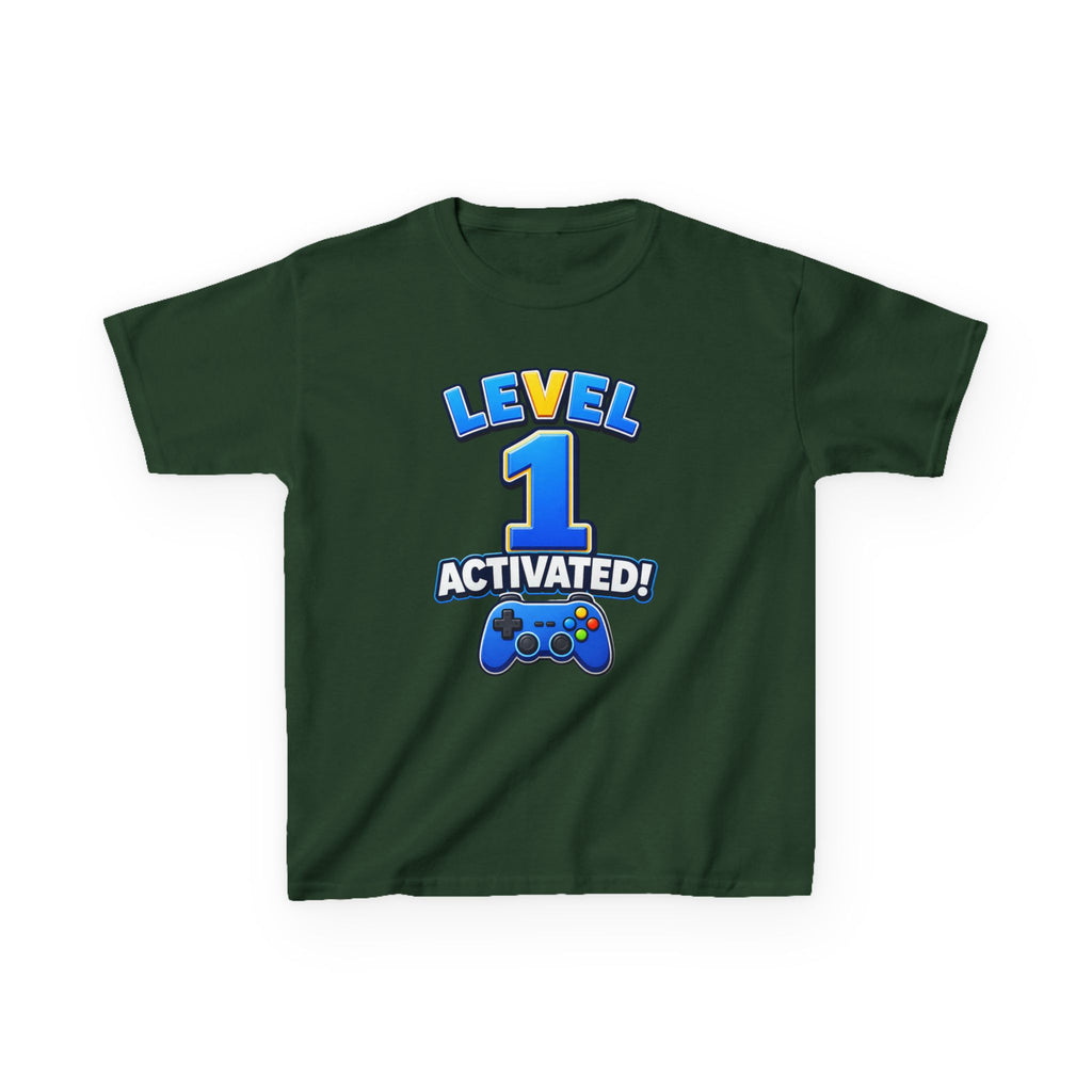 Kids Birthday T-Shirt — 'Level 1 Activated!' Birthday Gaming Graphic Tee