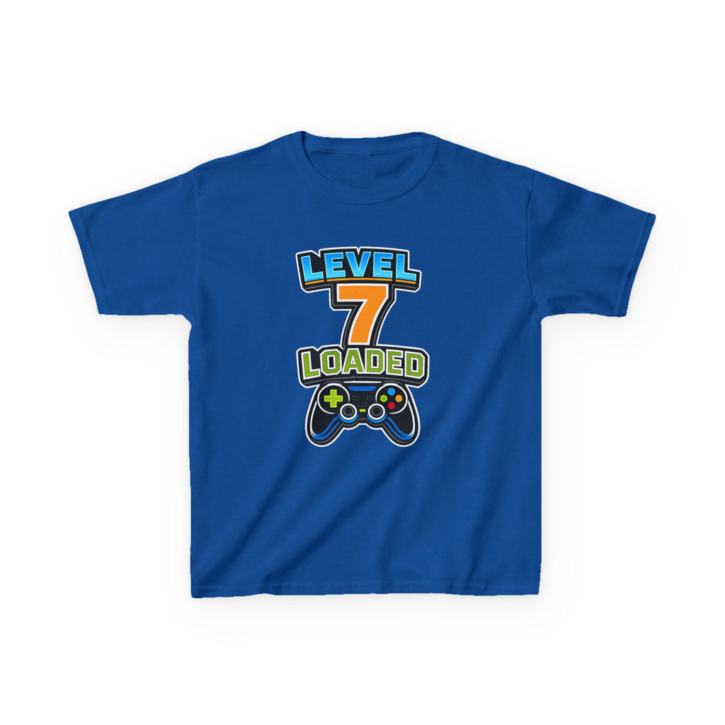 Kids Birthday T-Shirt — 'Level 7 Loaded' Birthday Gamer Graphic Tee
