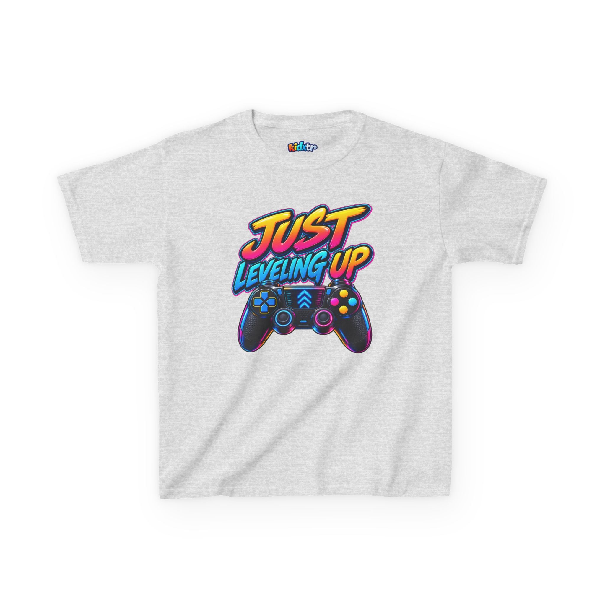 Kidxtr™ Kids Gaming T-Shirt — 'Just Leveling Up' Controller Graphic Tee