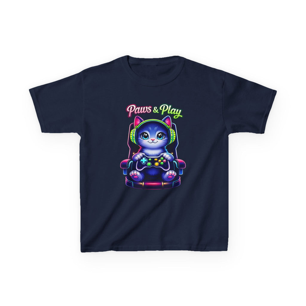 Kids Gamer T-Shirt – Cat Play & Pause Graphic Tee
