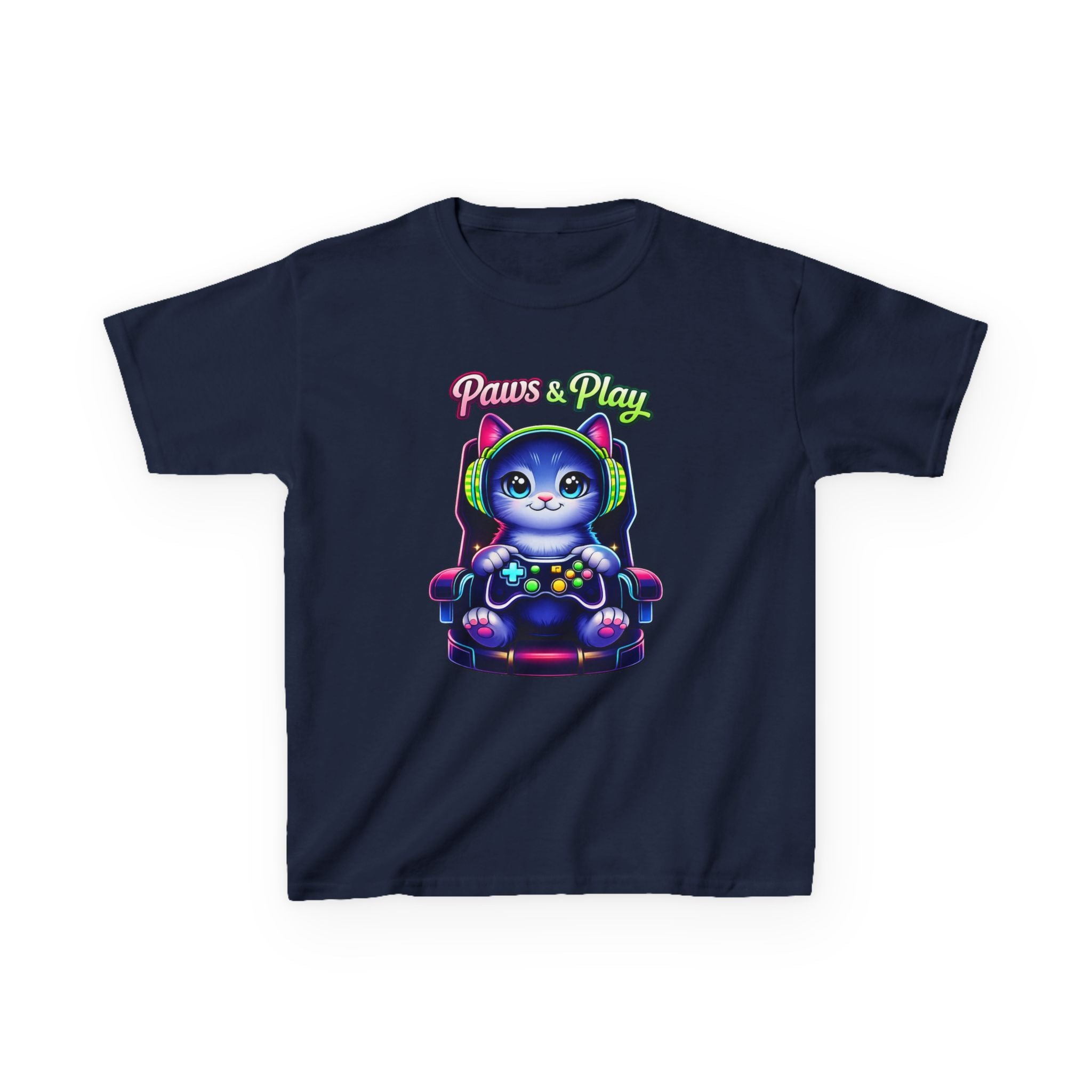 Kids Gamer T-Shirt – Cat Play & Pause Graphic Tee