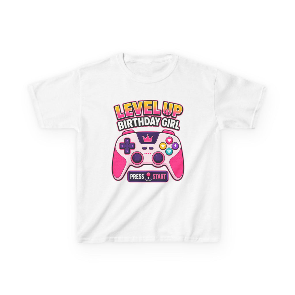 Kids Gaming T-Shirt — 'Level Up Birthday Girl' Gamer Graphic Tee