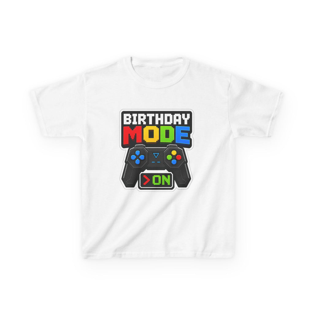 Kids Birthday T-Shirt — 'Birthday Mode On' Video Game Controller Graphic Tee
