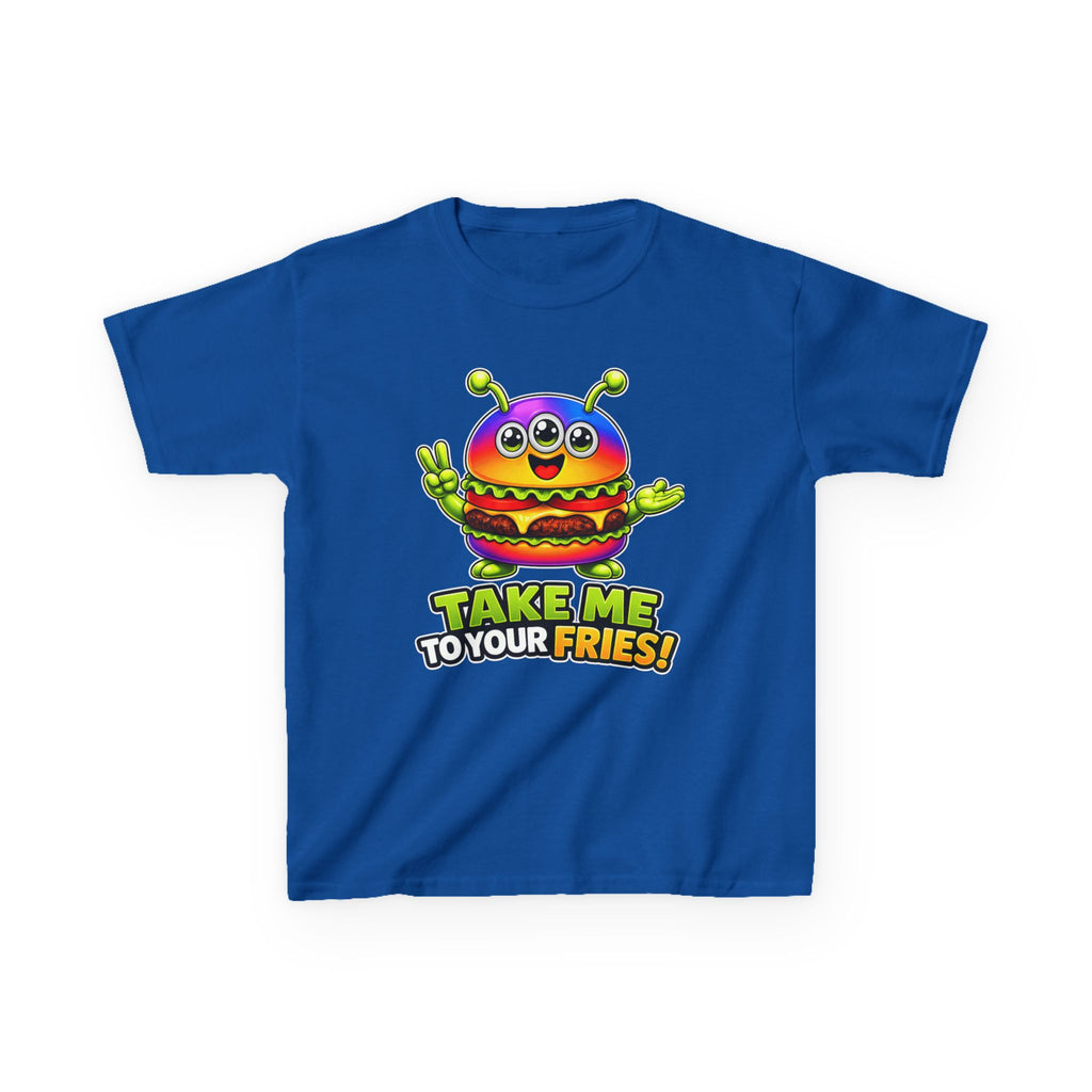 Kids Alien T-Shirt — 'Take Me to Your Fries' Cute Alien Burger Graphic Tee