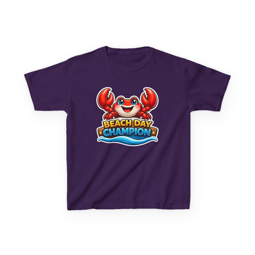 Kids Crab T-Shirt — 'Beach Day Champion' Crab Graphic Tee