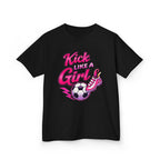 Kids Soccer T-Shirt — 'Kick Like a Girl' Soccer Graphic Tee