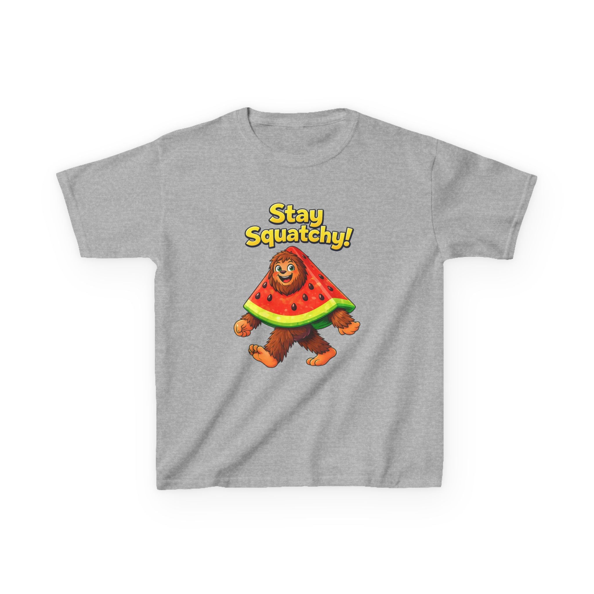 Kids Sasquatch T-Shirt — 'Stay Squatchy!' Watermelon Graphic Tee