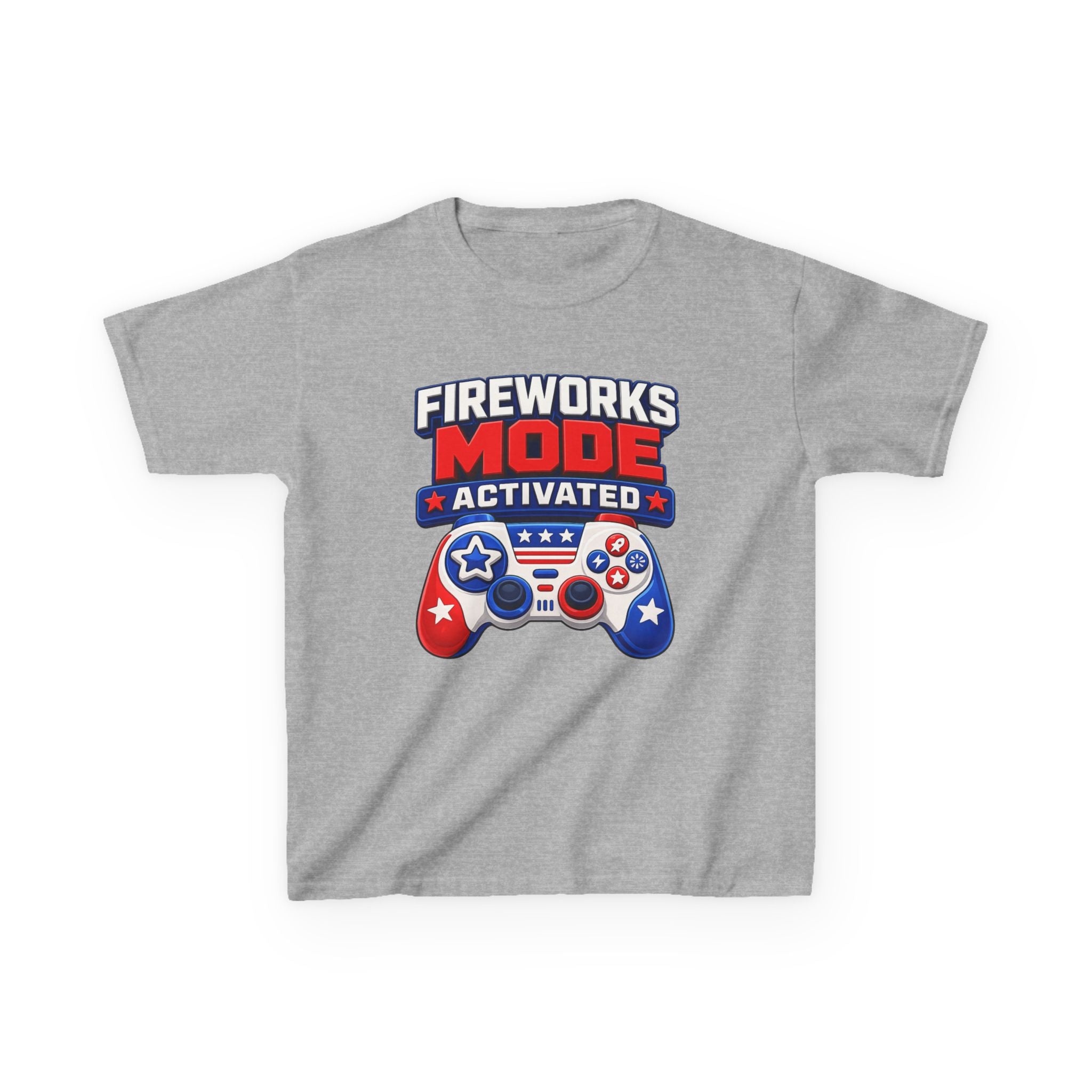 Kids Tee — "Fireworks Mode Activated" Patriotic Gamer Shirt