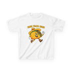 Kids Funny T-Shirt — 'Run Taco Run!' Cute Running Taco Graphic Tee