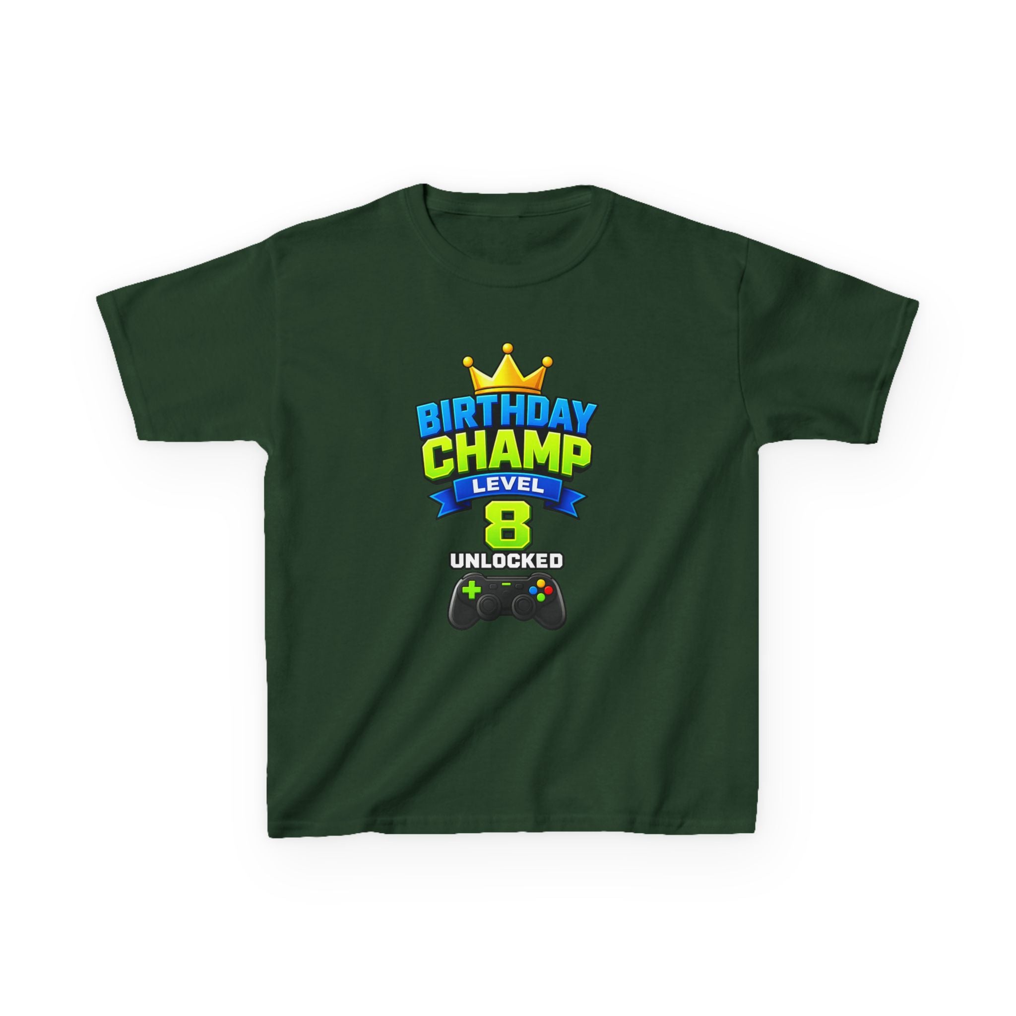 Kids Birthday T-Shirt — 'Birthday Champ' Level 8 Unlocked Gamer Graphic Tee