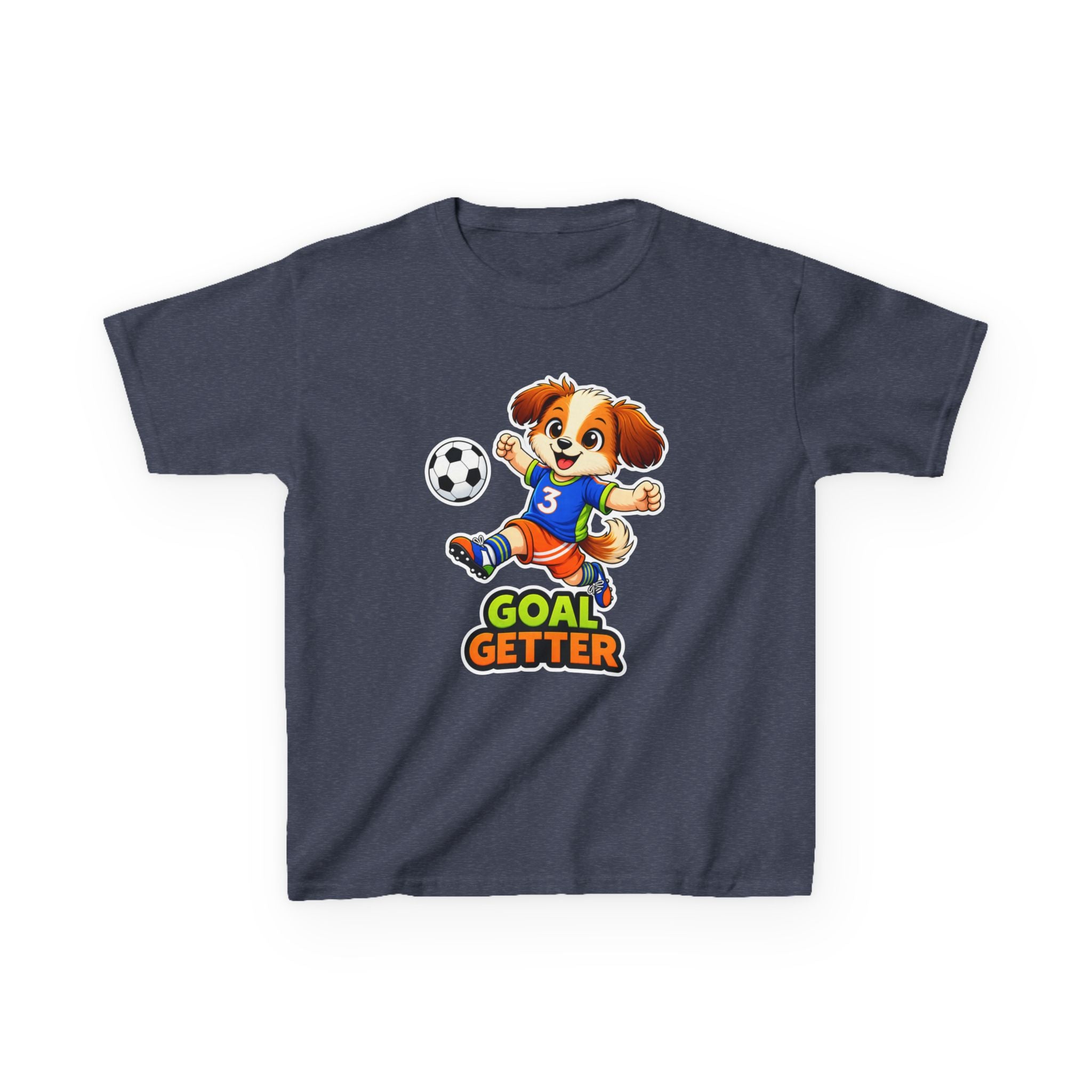 Kids Soccer T-Shirt — 'Puppy Power' Cute Soccer Player Dog Graphic Tee