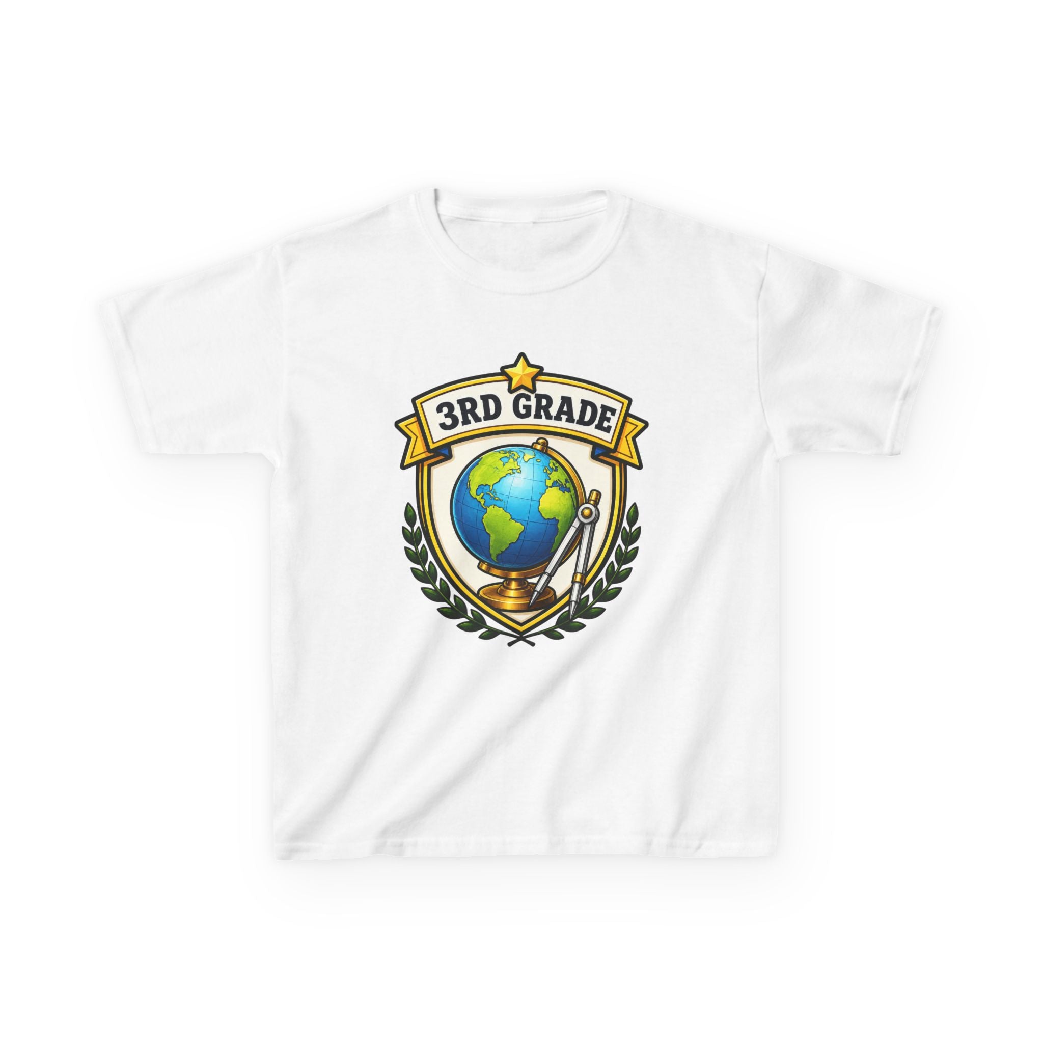 Kids 3rd Grade T-Shirt — 'Globe Badge' Back-to-School Graphic Tee
