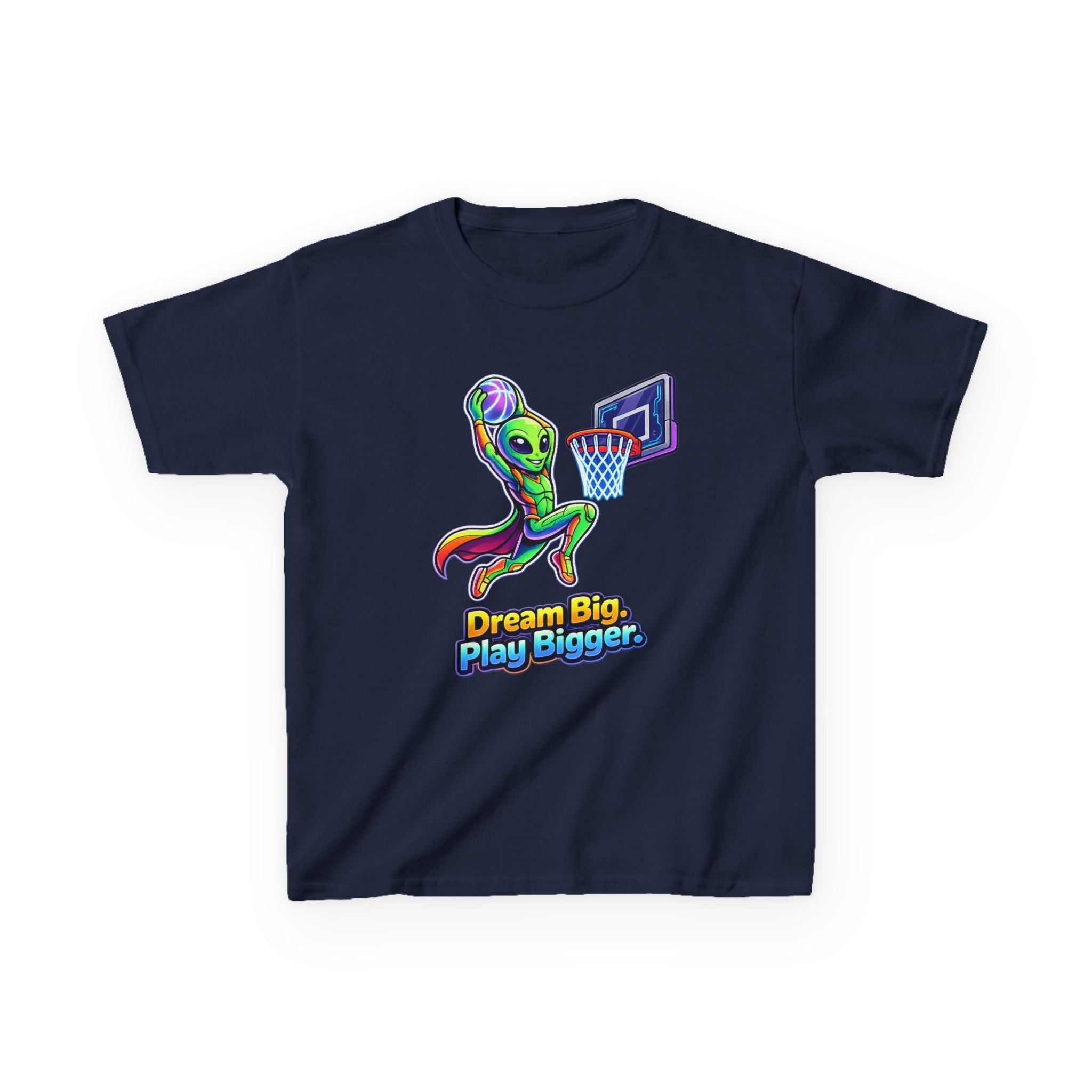 Kids Alien T-Shirt — 'Dream Big, Play Bigger' Basketball Graphic Tee
