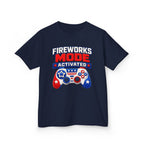 Kids Tee — "Fireworks Mode Activated" Patriotic Gamer Shirt