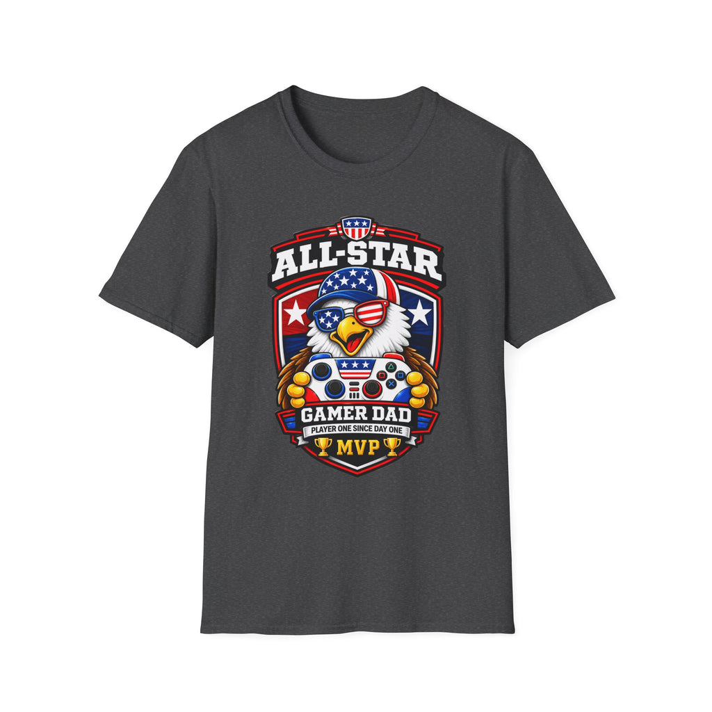 All-Star Gamer Dad T-Shirt — Patriotic Eagle Gaming Graphic Tee