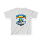 Kidxtr™ Kids Space T-Shirt — 'Hey Earth, Wait For Me!' Alien Spaceship Graphic Tee