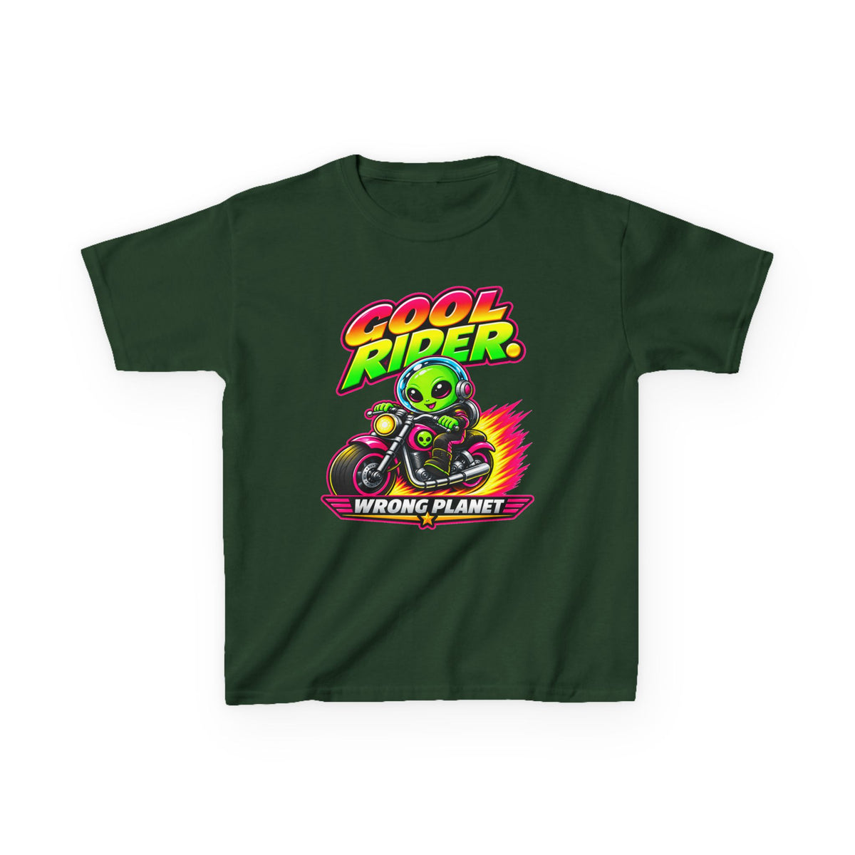 Kidxtr™ Kids Alien T-Shirt — 'Cool Rider, Wrong Planet' Motorcycle Graphic Tee