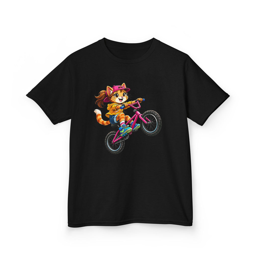 Kids Fox T-Shirt — 'Ride Bold' Cartoon Fox Girl on Bike Graphic Tee