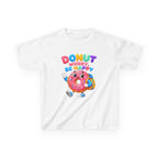 Kids Tee — "Donut Worry, Be Happy" Colorful Cartoon Donut Shirt