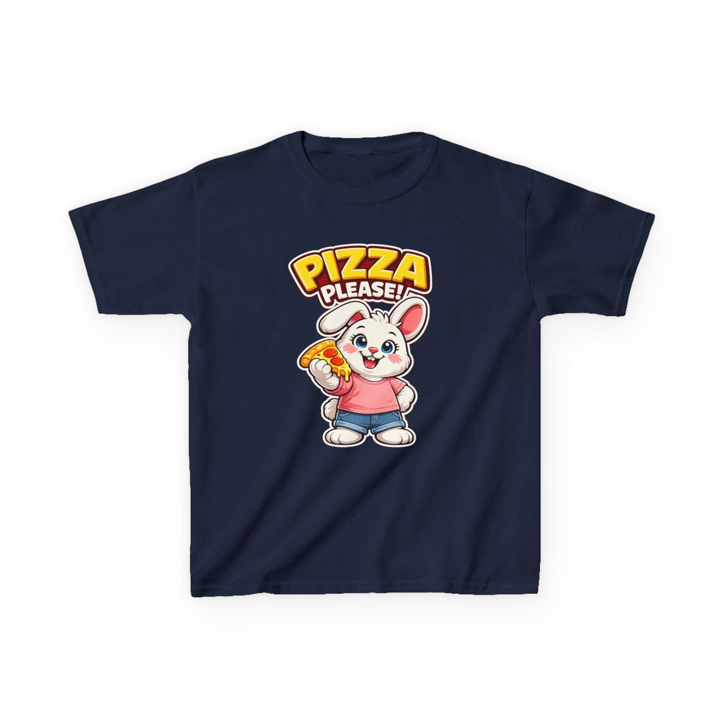 Kids Bunny T-Shirt — 'Pizza Please!' Cartoon Graphic Tee
