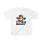 Kids Tee — "Dream Big Explore More" Rocket Dog Space Graphic
