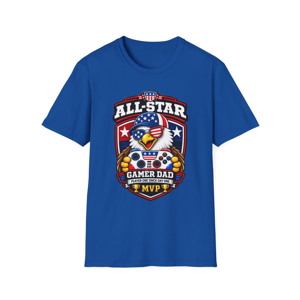 All-Star Gamer Dad T-Shirt — Patriotic Eagle Gaming Graphic Tee