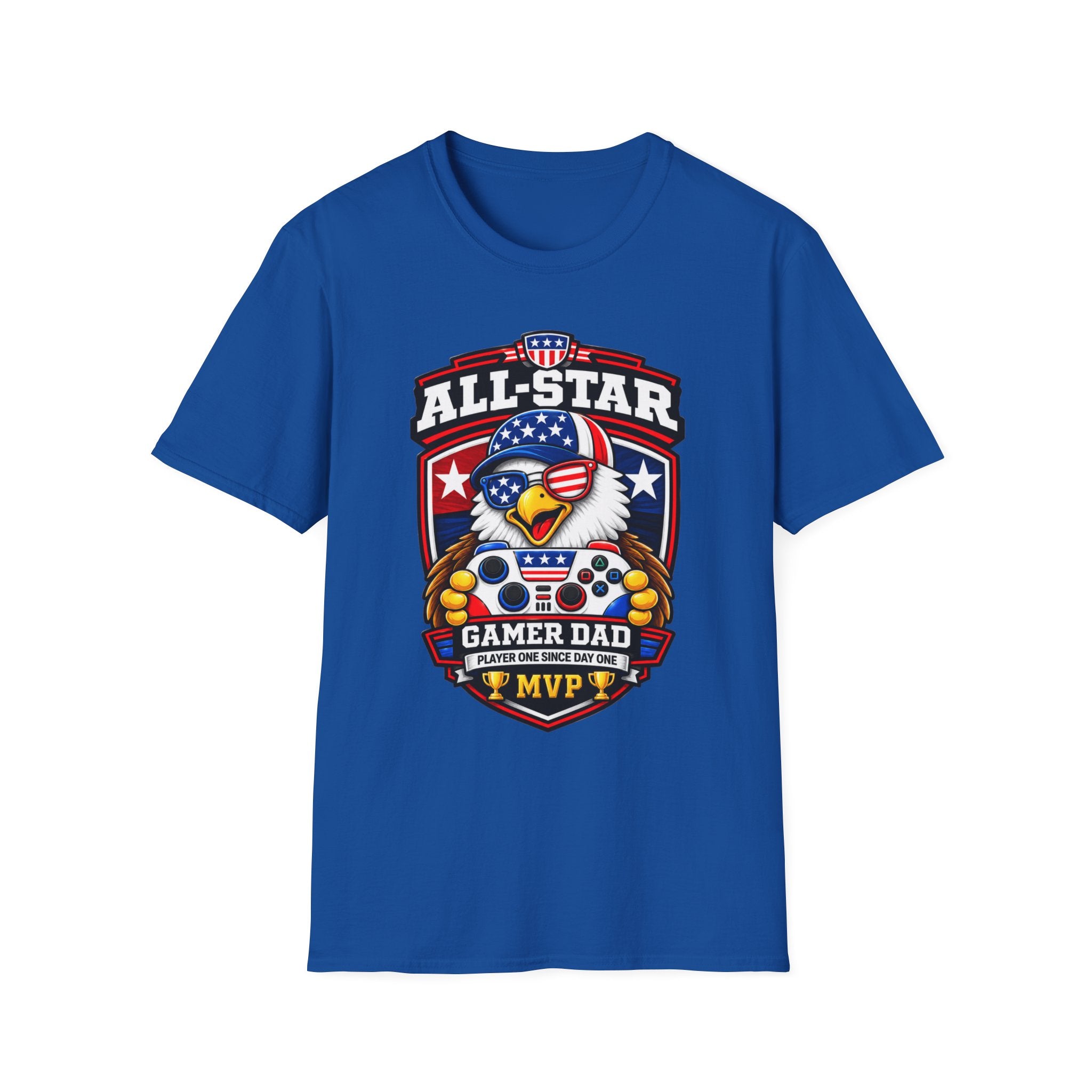 All-Star Gamer Dad T-Shirt — Patriotic Eagle Gaming Graphic Tee