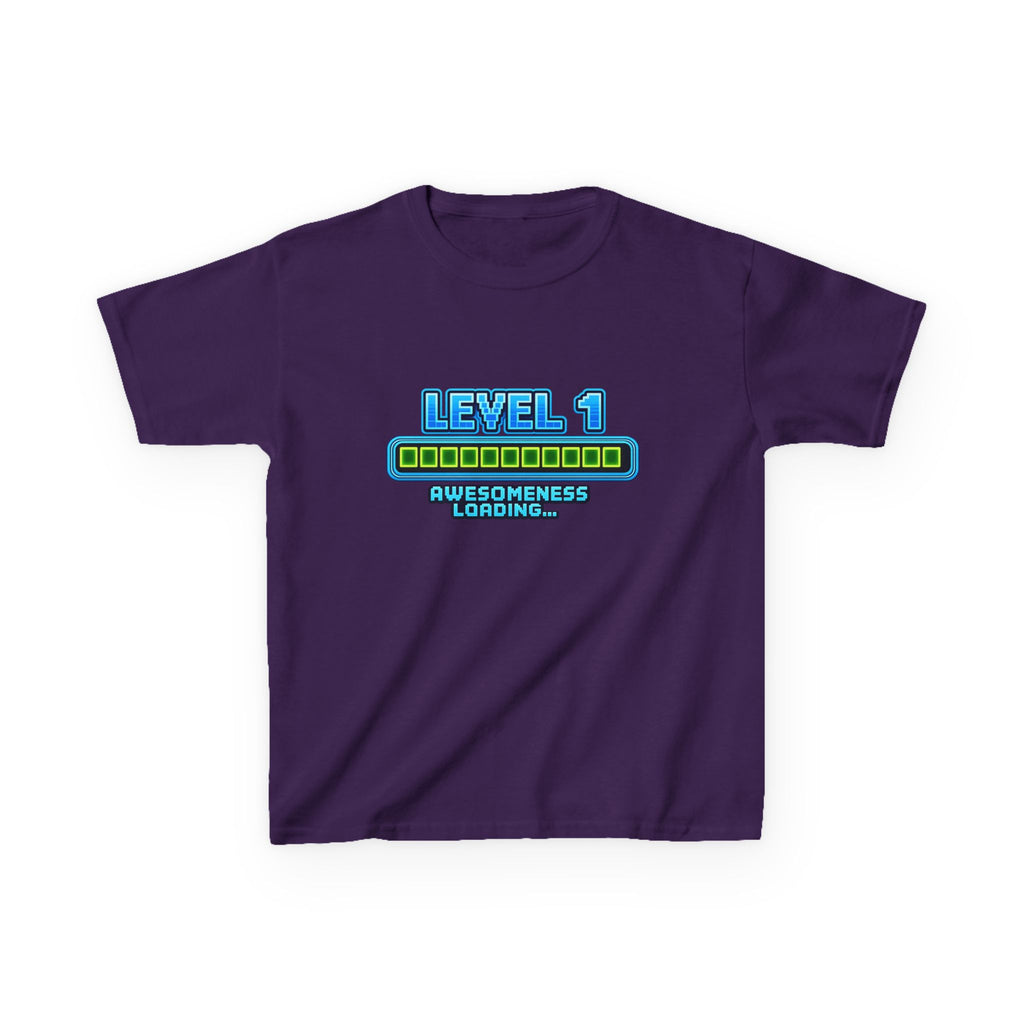 Kids Gaming T-Shirt — 'Level 1 Awesomeness Loading' Gamer Birthday Graphic Tee