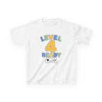 Kids Birthday Gaming T-Shirt — 'Level 4 Ready' Video Game Controller Graphic Tee