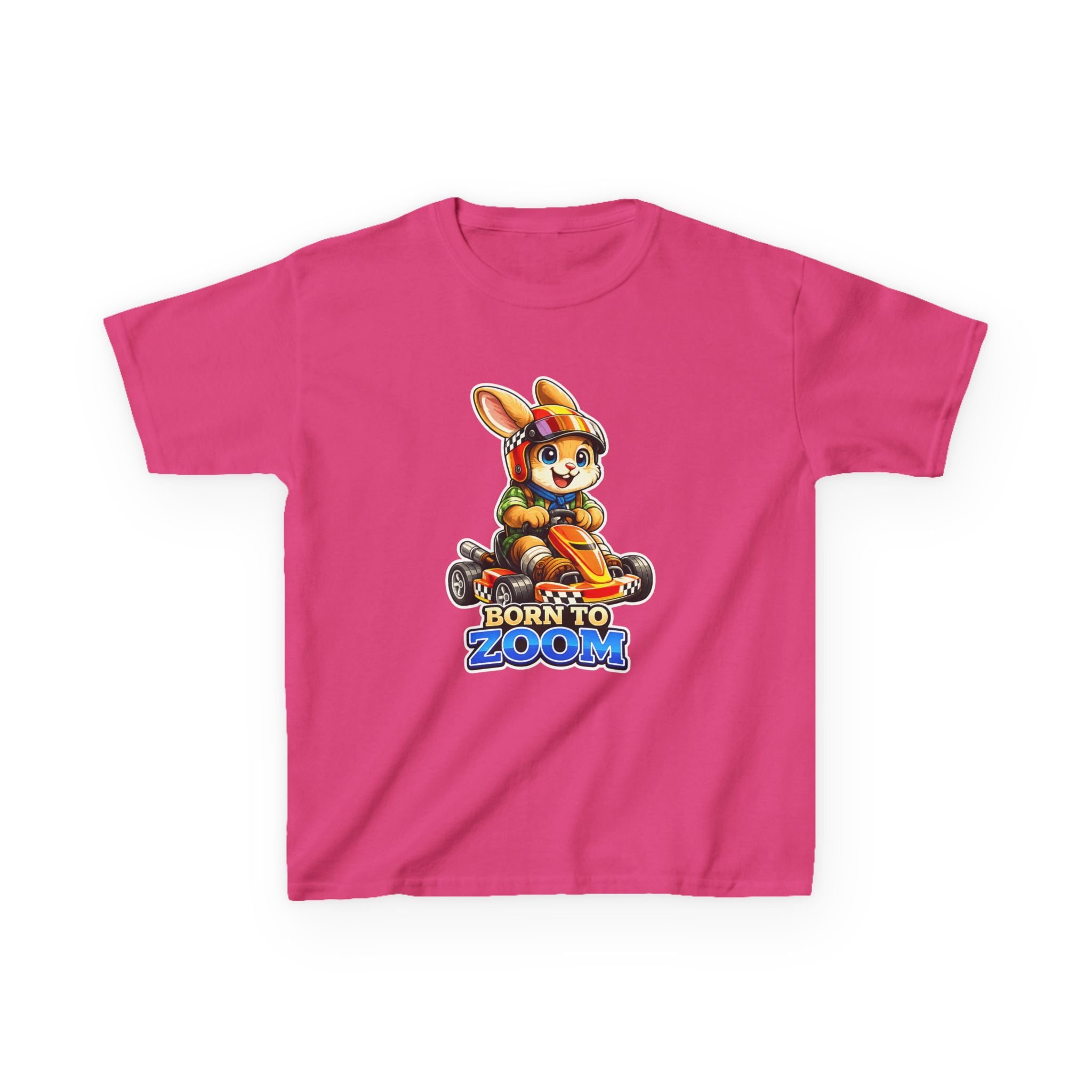 Kids Racing T-Shirt — 'Born to Zoom' Racing Bunny Graphic Tee
