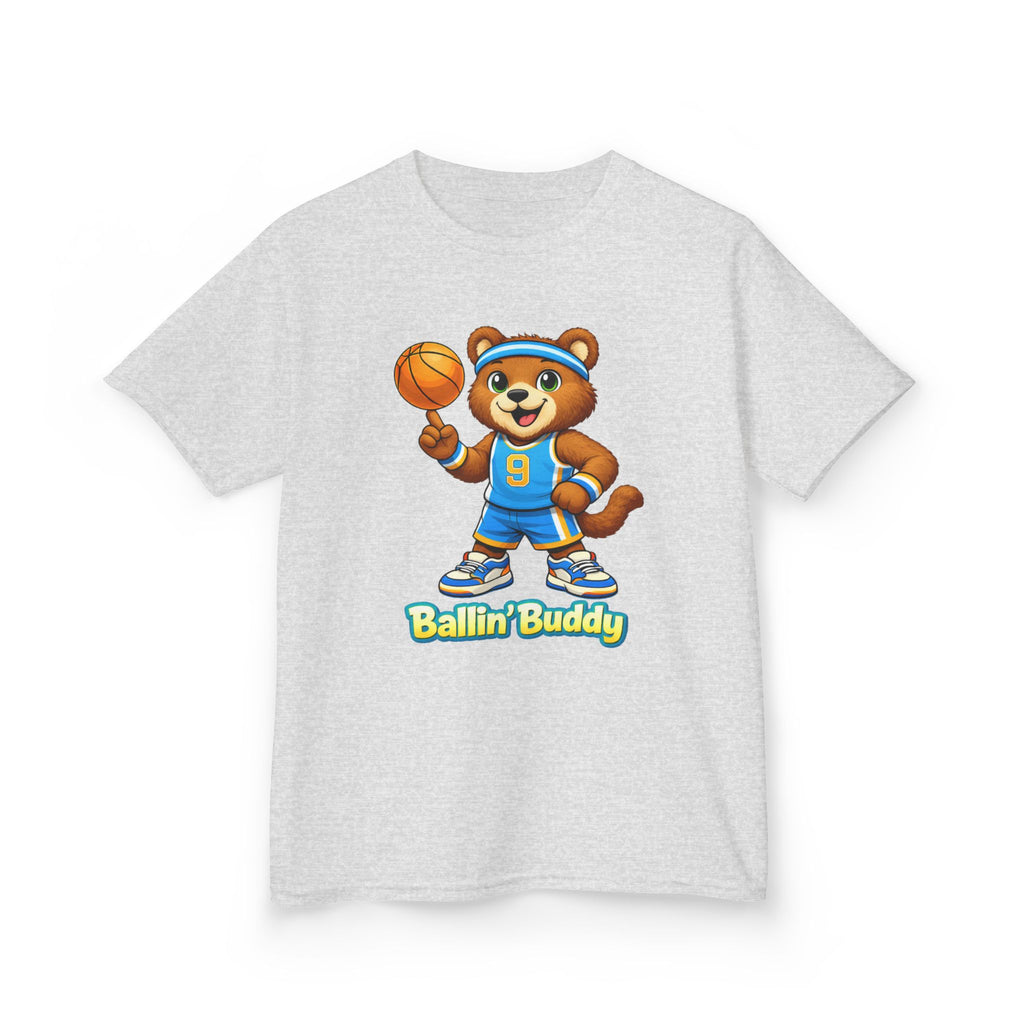 Kidxtr™ Kids Basketball T-Shirt — 'Ballin' Buddy' Cute Bear Basketball Graphic Tee