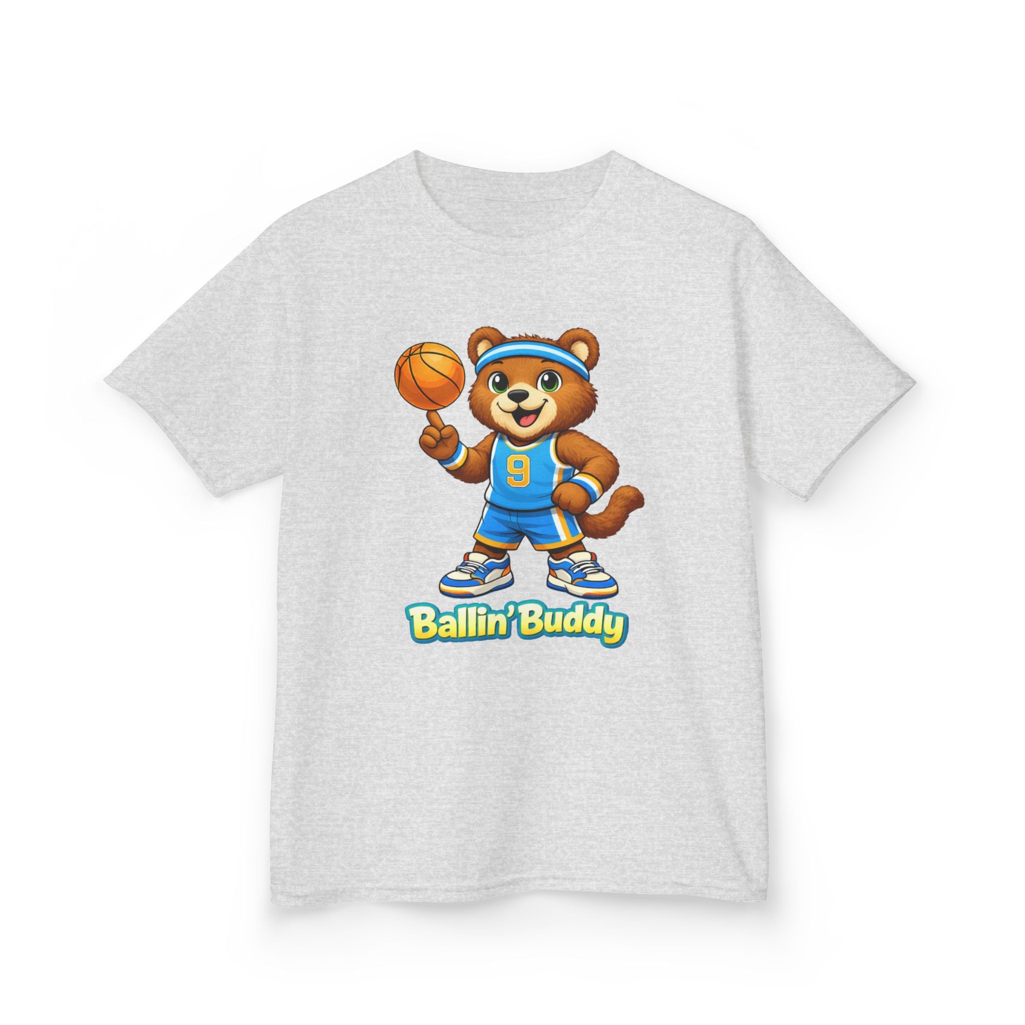 Kidxtr™ Kids Basketball T-Shirt — 'Ballin' Buddy' Cute Bear Basketball Graphic Tee