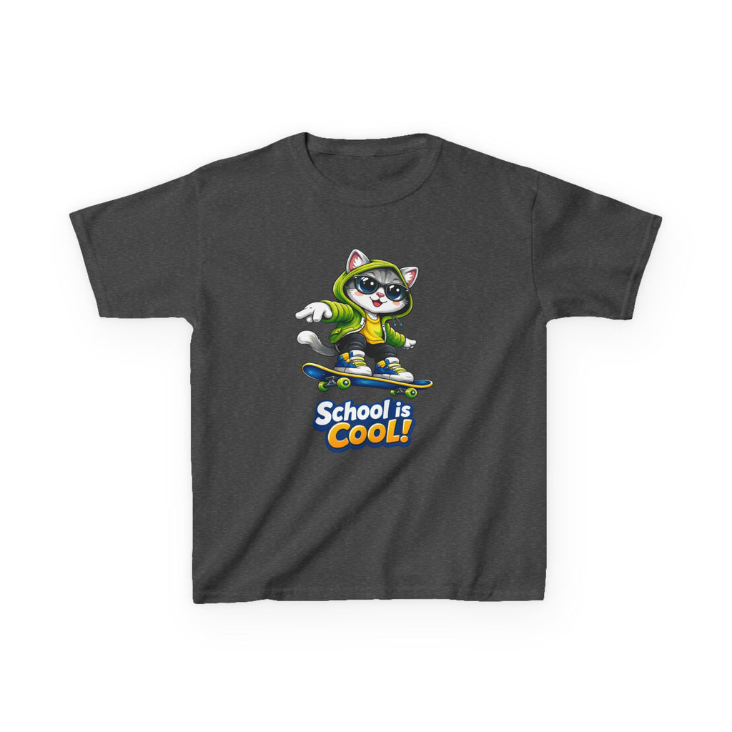 Kids Skateboard Cat T-Shirt – School is Cool Graphic Tee